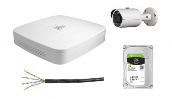 Комплект видеонаблюдения с HDD 1 ТБ, Dahua DHI-NVR1104 + уличная камера Dahua DH-IPC-HFW1230SP-0280B