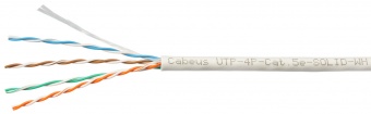 Кабель витая пара UTP (U/UTP), категория 5e, 4 пары Cabeus UTP-4P-Cat.5e-SOLID-WH