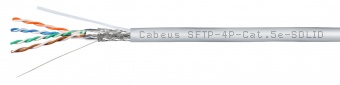 Кабель витая пара экранированная SFTP (SF/UTP), категория 5e, 4 пары Cabeus SFTP-4P-Cat.5e-SOLID-GY