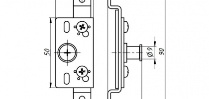 Габаритные и установочные размеры ригеля замка Promix-SM305